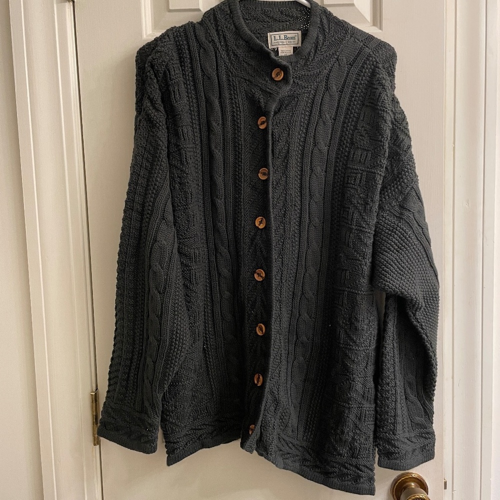 Vintage L.L.Bean Charcoal Knitted Cardigan Made in USA